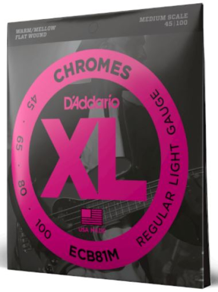 Preview: Daddario ECB81M Chromes Mediumscale Flatwound, 45-100